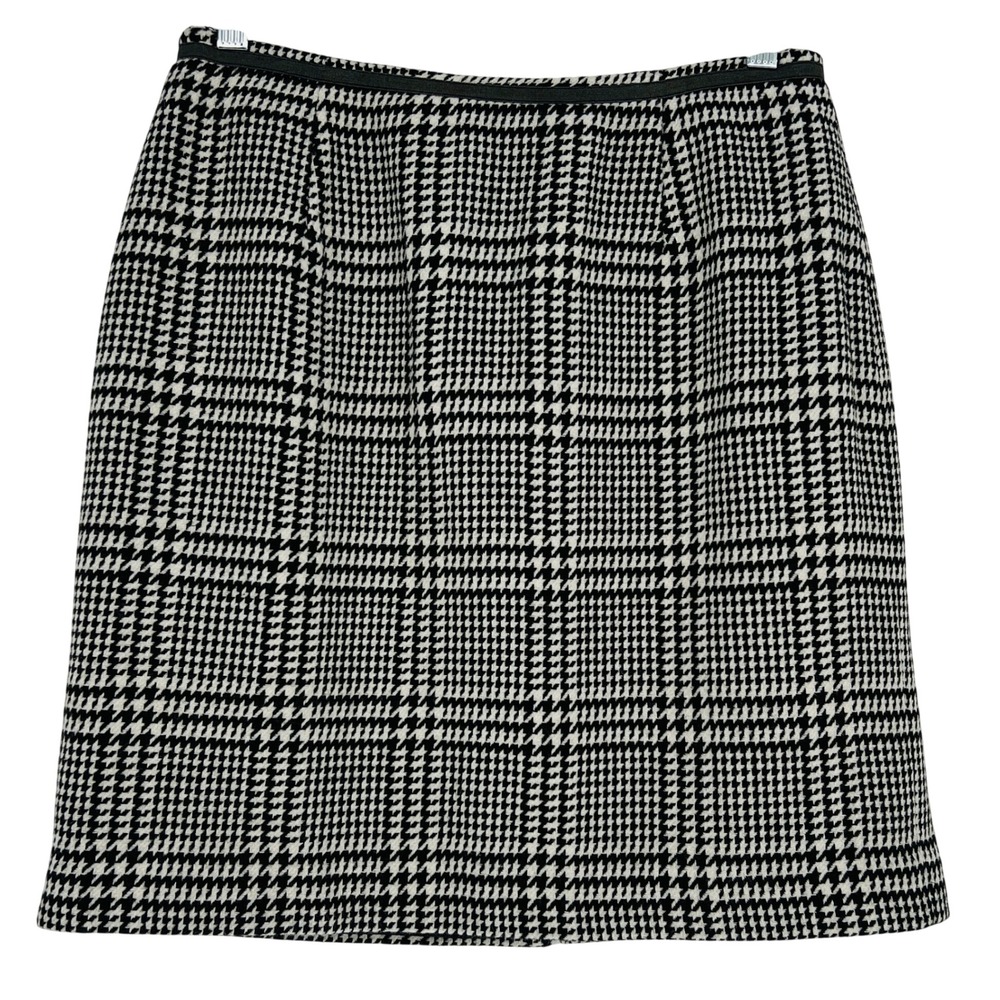 Apostrophe Mini Skirt Women 10 Black White Houndstooth Wool Blend Vintage Y2K